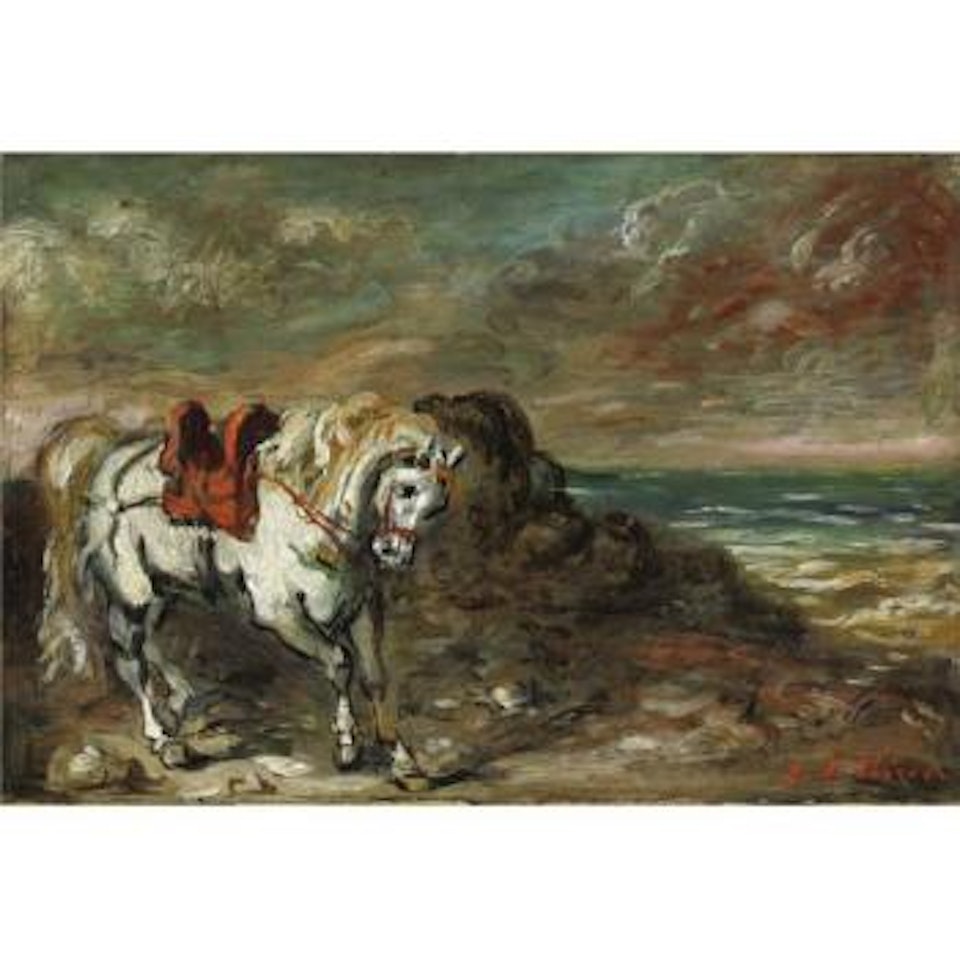 Cavallo Con Sella Rossa Vicino Al Mare by Giorgio de Chirico