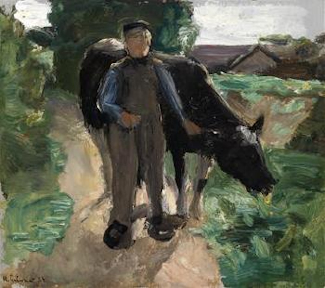 Peasant with cow by Max Liebermann