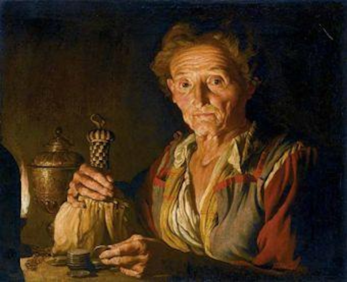 Vecchia che conta le monete by Matthias Stom