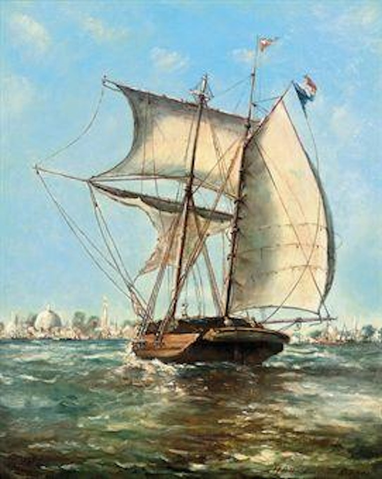 View of the Bosphorous with a loaded French trader getting underway by Jean Baptiste Henri Durand-Brager