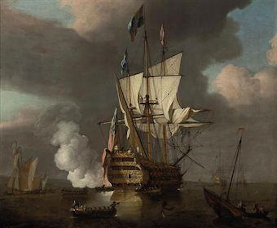 The flagship Royal Sovereign saluting at the Nore by Peter Monamy