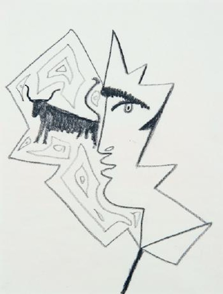 Homme de profil et toro by Jean Cocteau