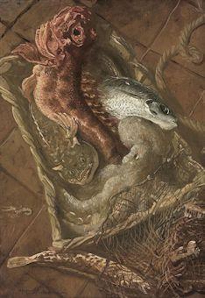 Still life with fish by Alexander Evgenievich Yakovlev