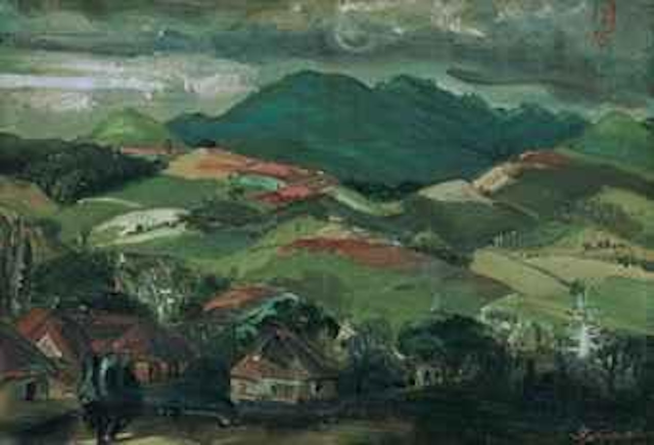 Gunung-gunung di Jawa Barat (Mountains in Jawa Barat) by Sindutomo Sudjojono