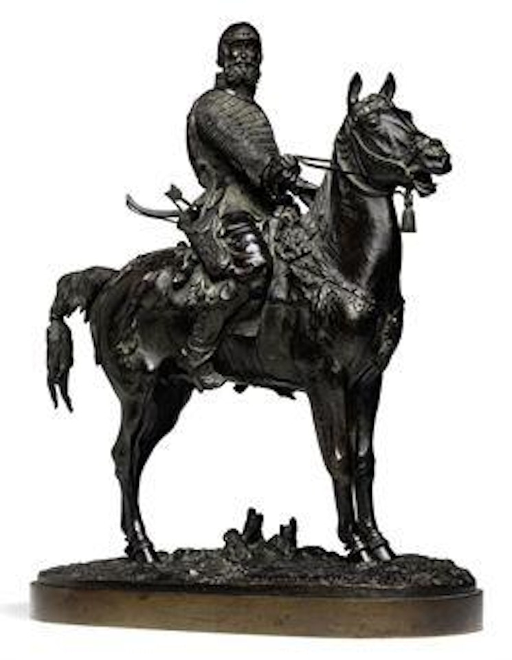 A Bronze Group Of An Oprichnik (Prince Viazemsky) by Eugene Alexandrovic Lanceray