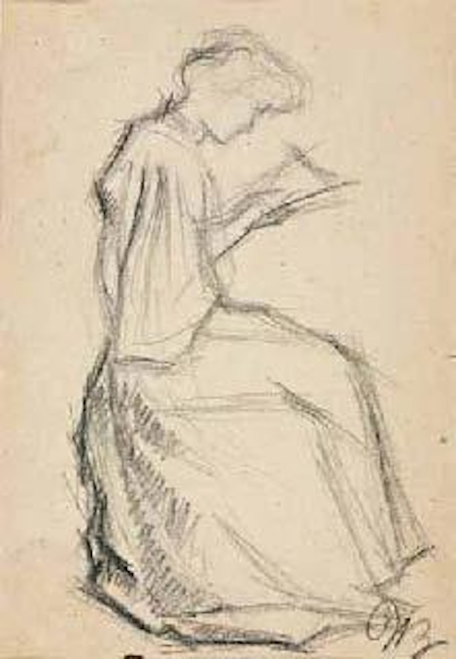 Figura femminile che legge (o cuce) by Umberto Boccioni