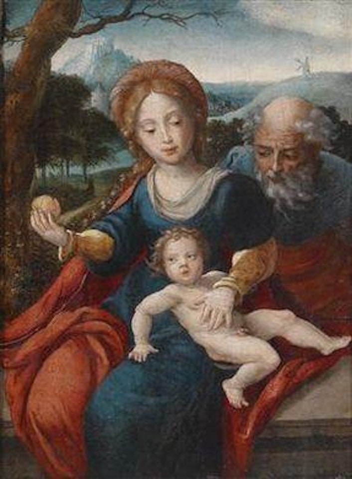 The Holy Family in a mountainous landscape by Attributed to Pieter Coecke van Aelst I