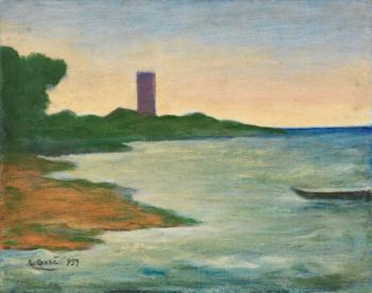 Marina con la torre (Il fiume a Bocca di Magra) by Carlo Carra