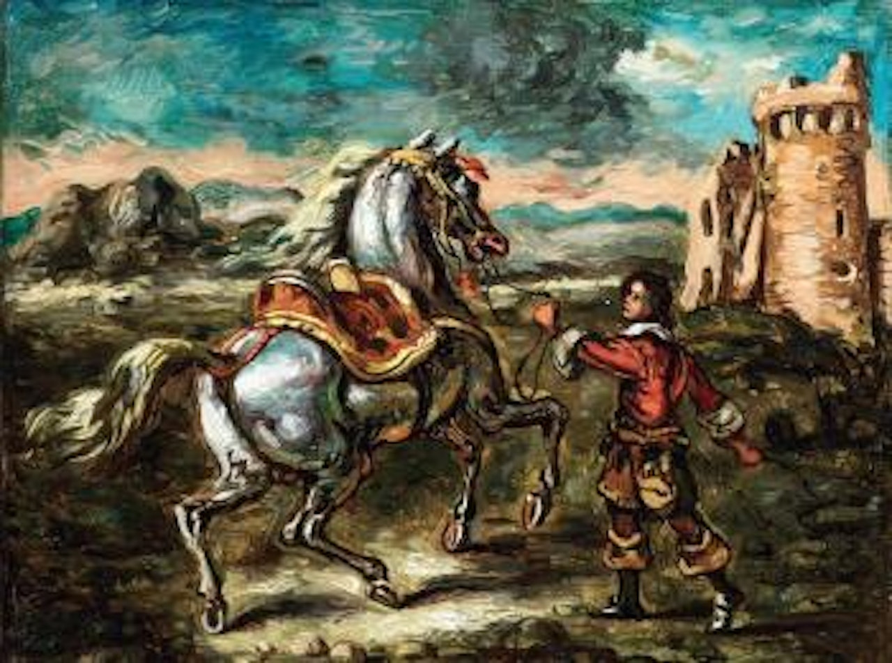 Cavallo con giovane scudiero by Giorgio de Chirico