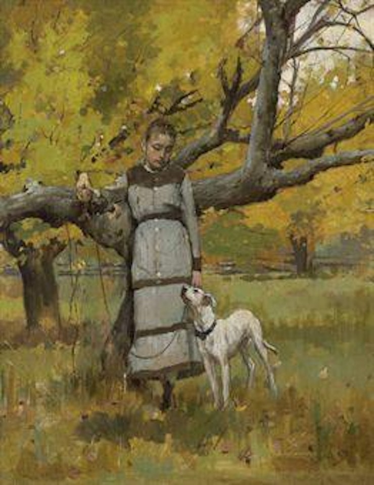 Young Girl with Dog by Theodore Robinson