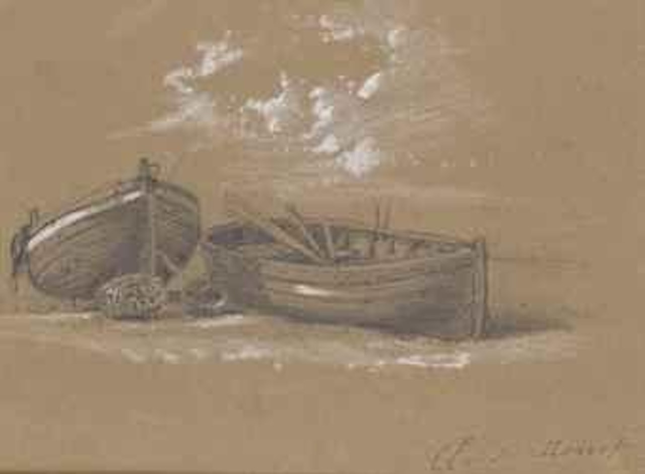 Deux canots échoués by Claude Monet