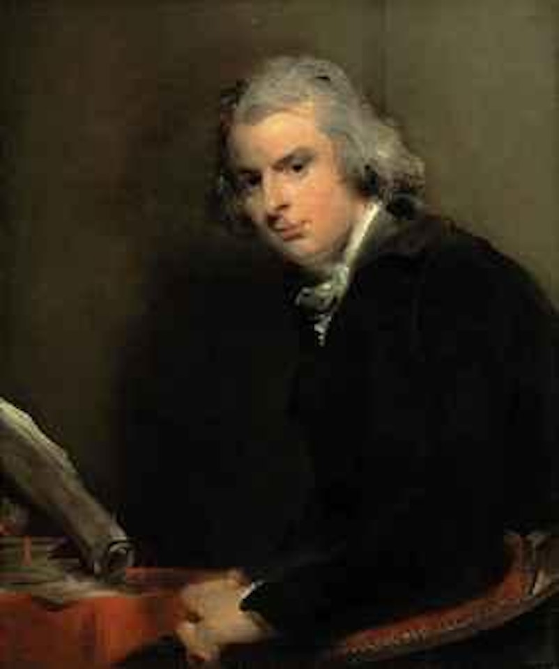 Portrait of Samuel Rose (1767-1804), in a black coat and white stock, seated at a red draped table, with books and a stack papers by Sir Thomas Lawrence