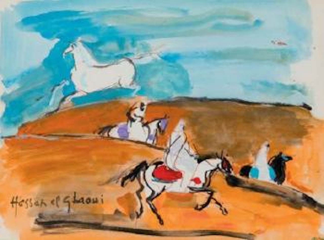 Cavalier arabes dans les montagnes by Hassan El Glaoui