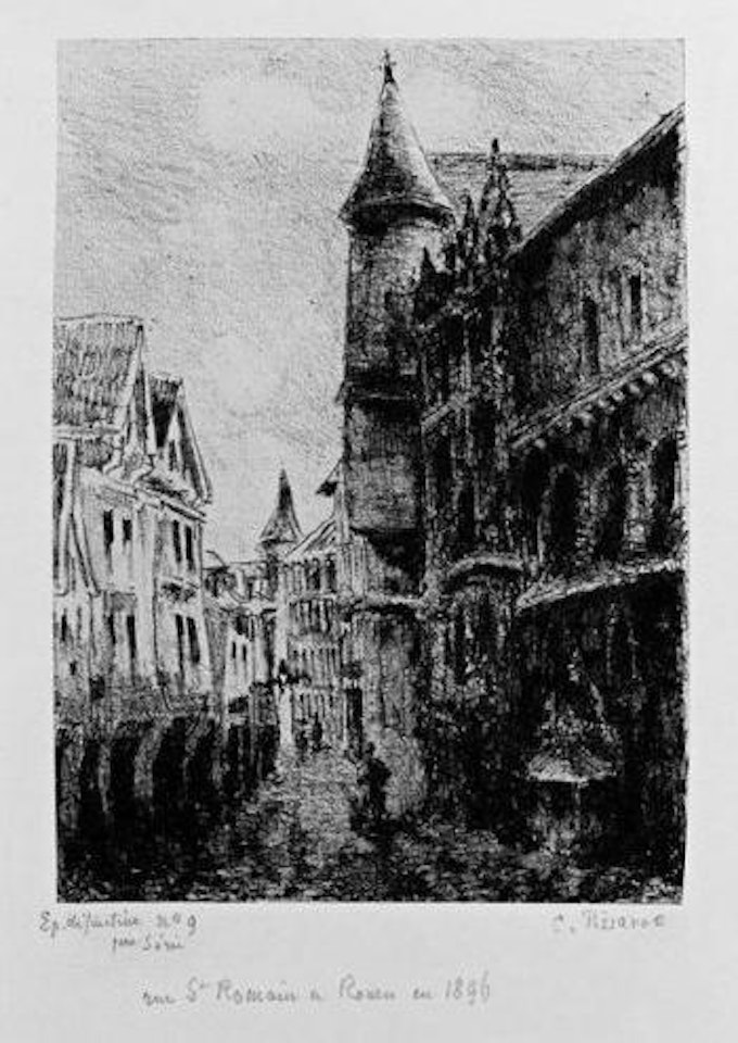 Rue Saint-Romain à Rouen (1re planche) by Camille Pissarro