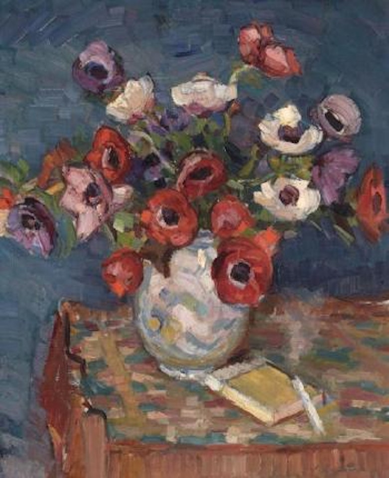 Poppies in a vase by Georgij Aleksandrovic Lapschin