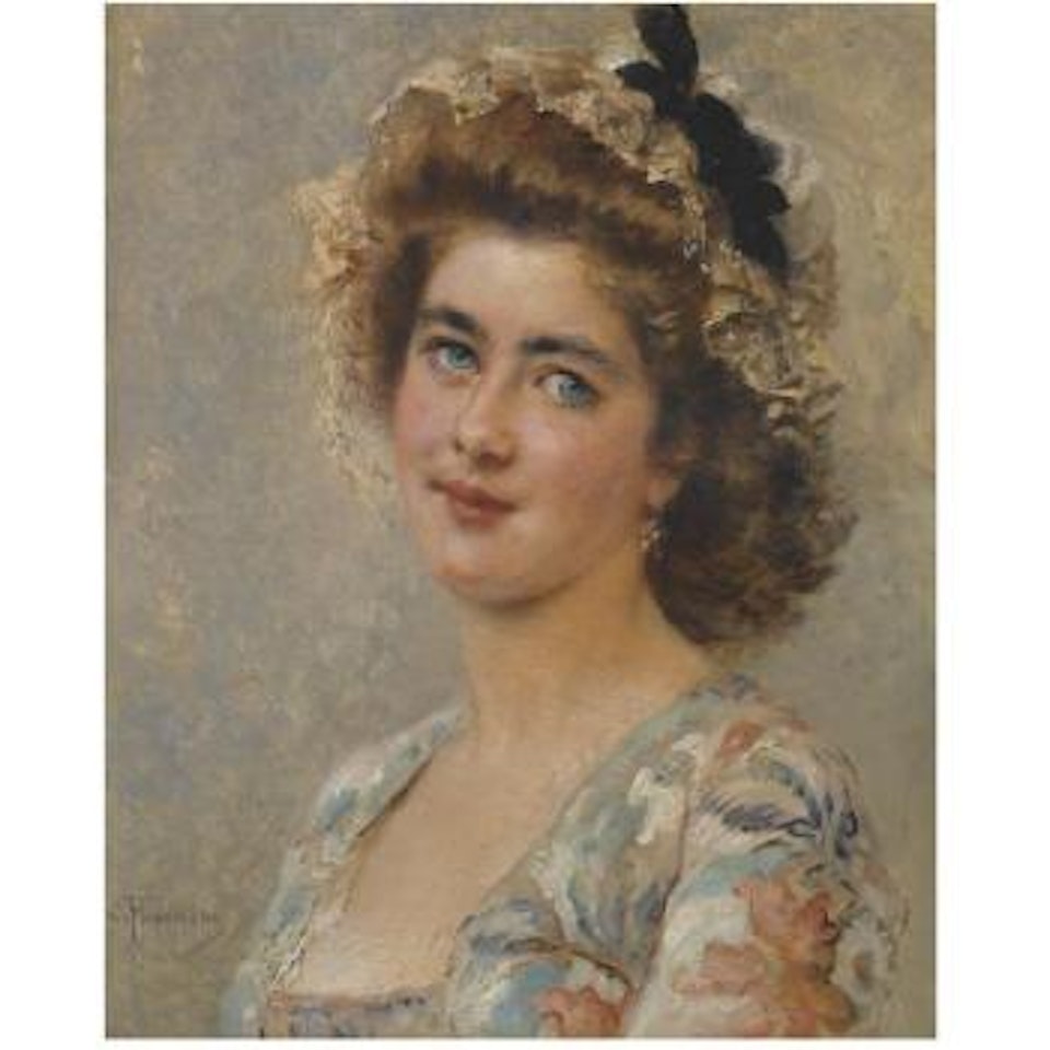 Portrait Of A Girl Wearing A Cap by Konstantin Makovsky