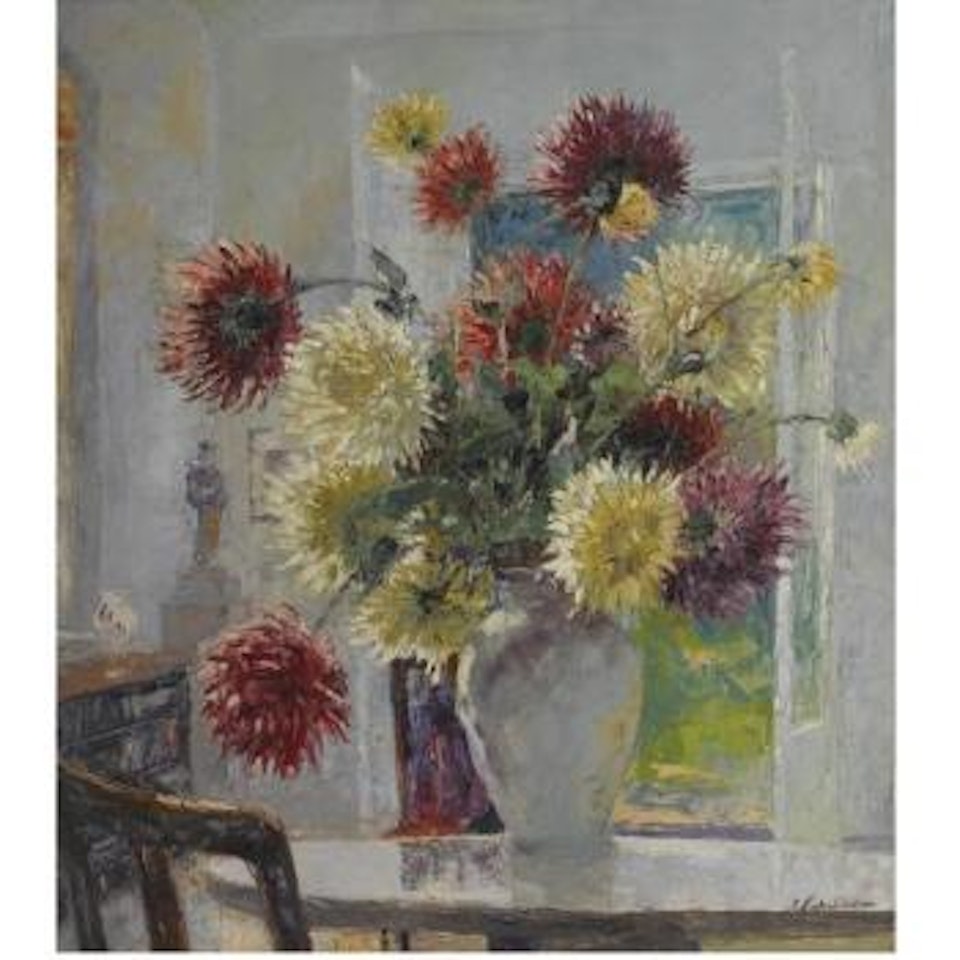 Still Life Of Chrysanthemums by Georgij Aleksandrovic Lapschin