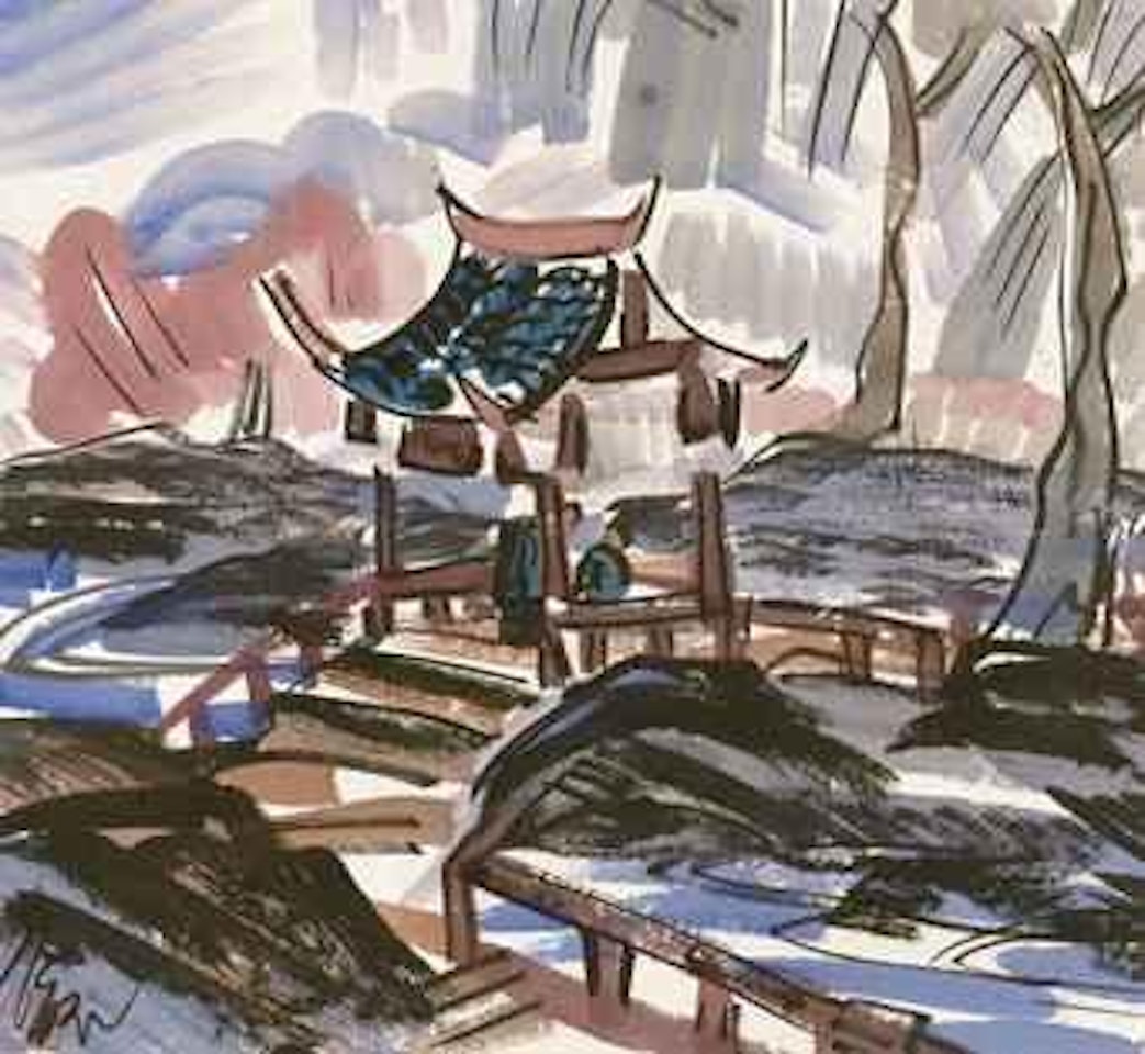 A Pavillion at the Bridge by Lin Fengmian