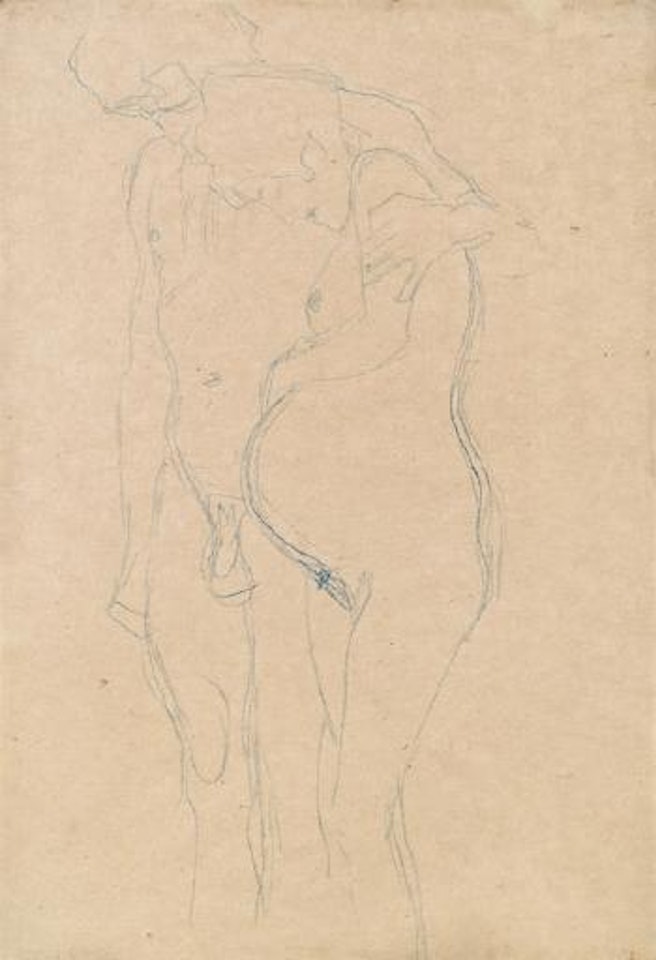 Schwangere Frau mit Mann nach links by Gustav Klimt