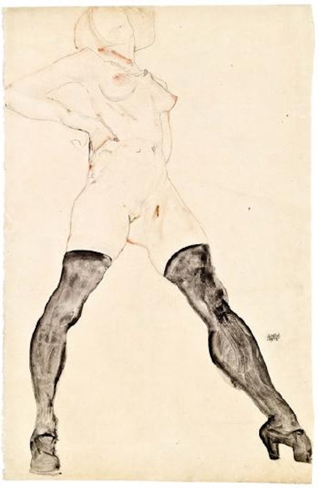 Akt mit Strümpfen by Egon Schiele