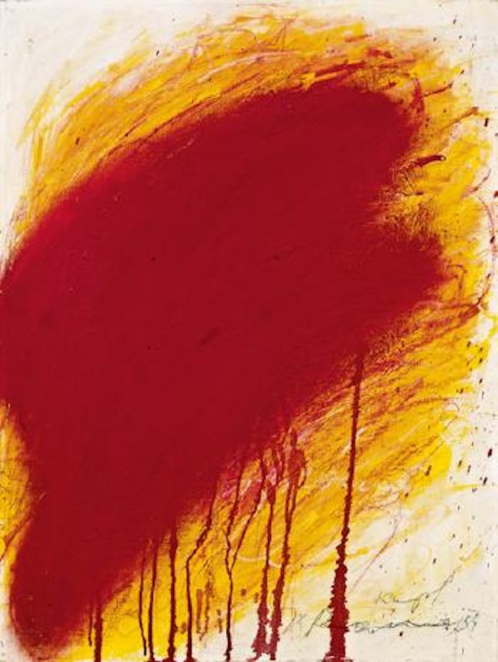Rote Übermalung (Kopf) by Arnulf Rainer
