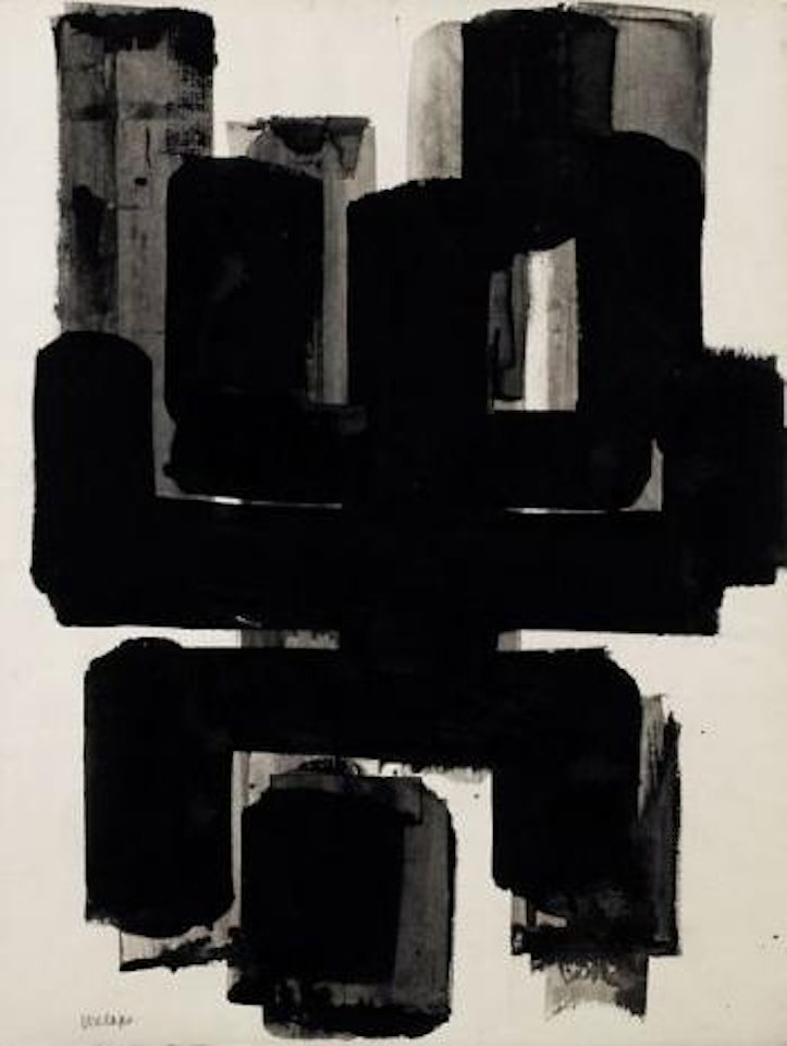 'Gouache sur papier, 65 x 50 cm, 1954' by Pierre Soulages
