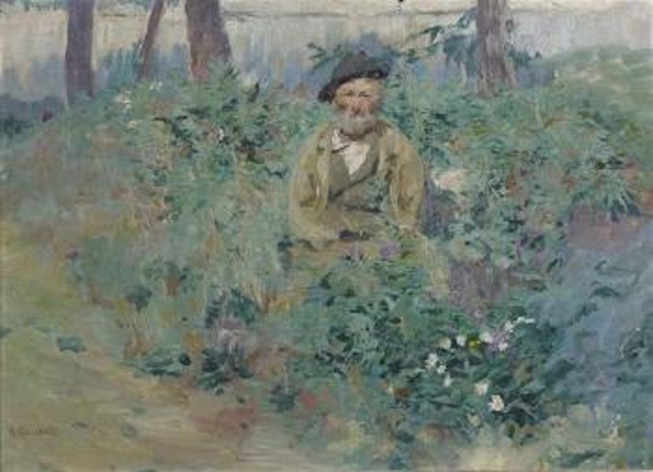 Hunter in the greenery by Giovanni Giacometti