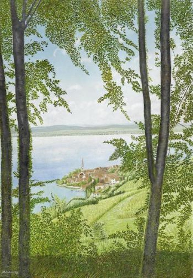 View through the trees towards Berlingen by Adolf Dietrich