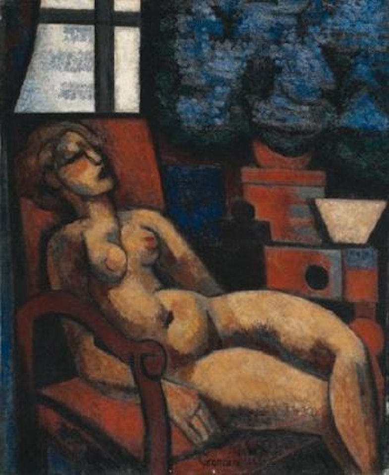 Nu aux fleurs bleues by Marcel Gromaire