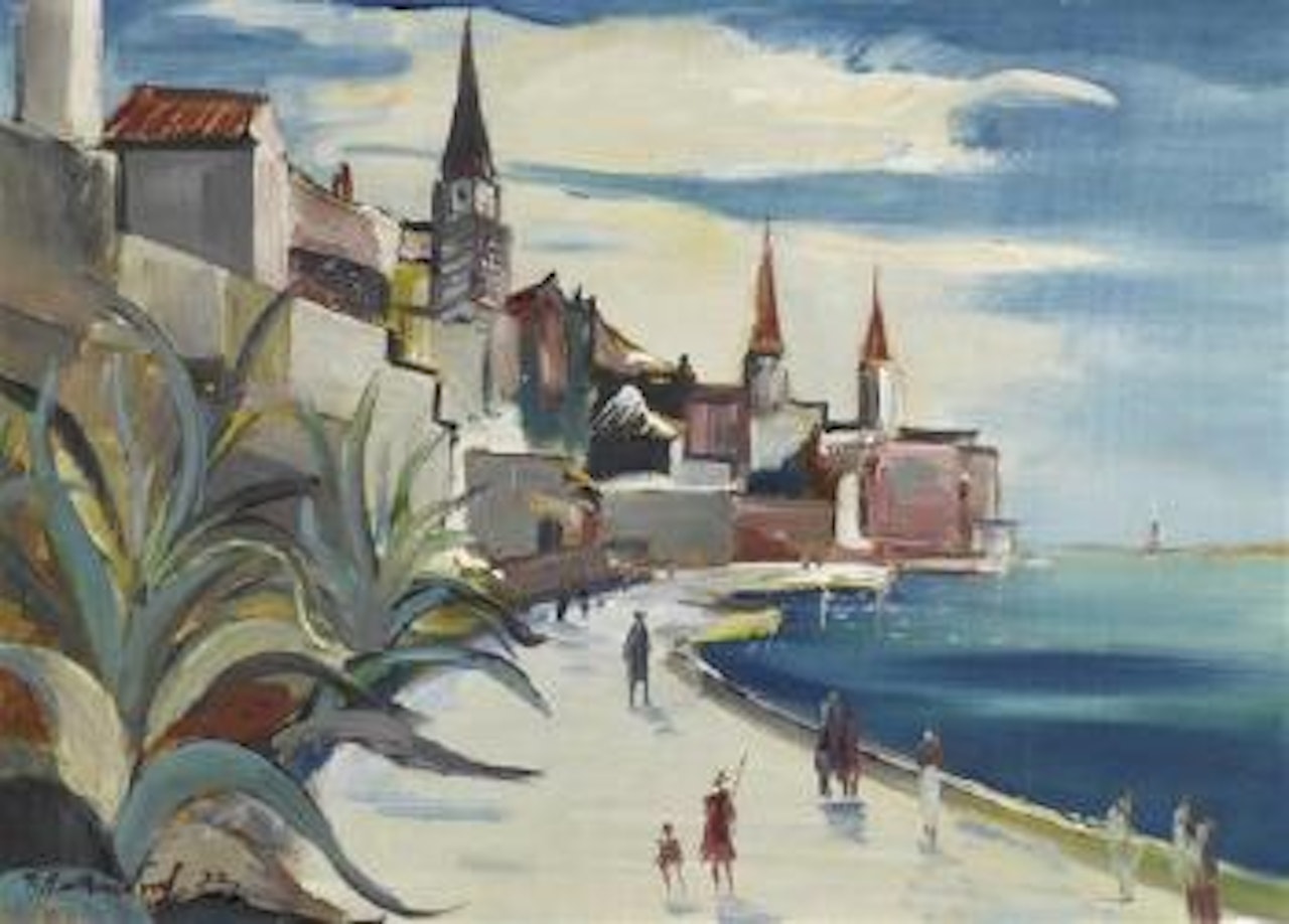 Southern town at the sea by Franz Heckendorf