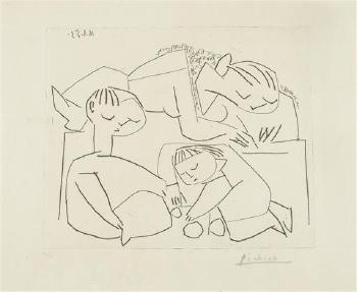 Françoise, Claude, Paloma: La lecture et les jeux III by Pablo Picasso