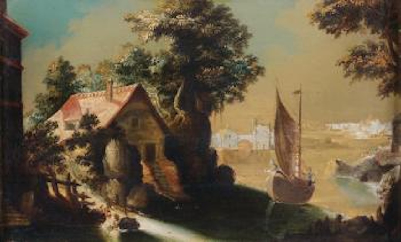 Paysage avec maison et bateau by Joos de Momper the Younger