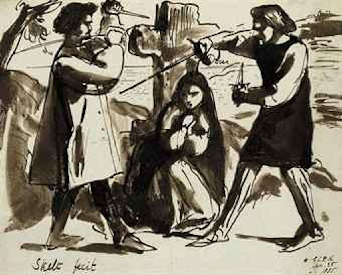 A Fight for a Woman by Dante Gabriel Rossetti