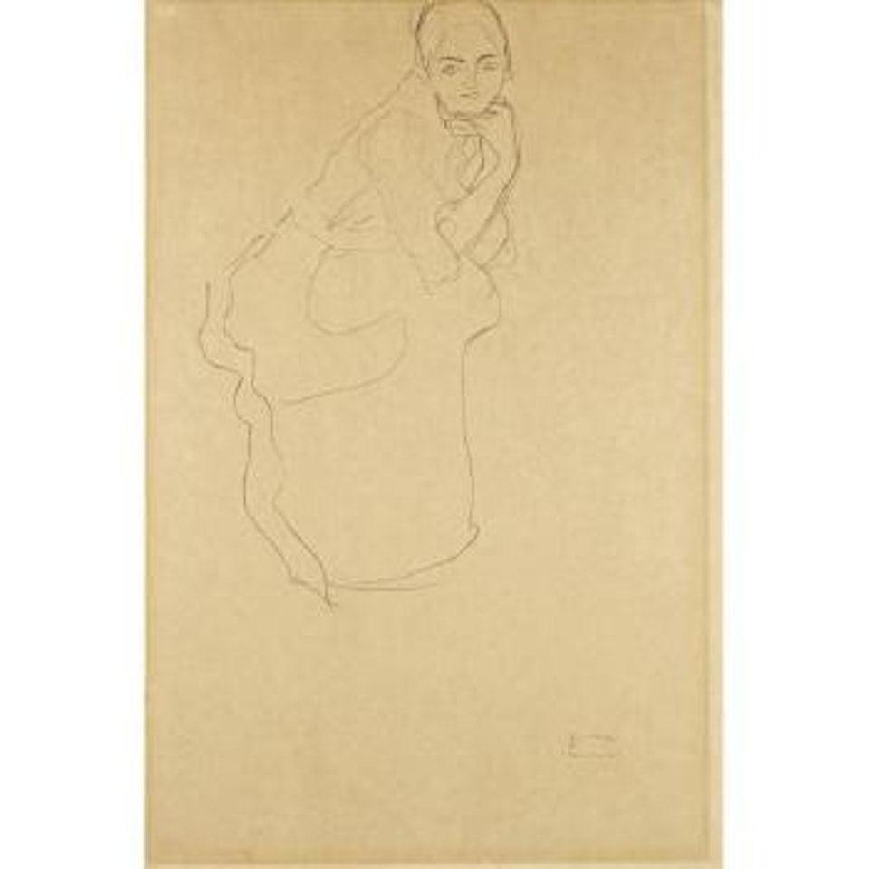 Femme Assise (Mit Aufgestutztem Kinn Nach Rechts Sitzend) by Gustav Klimt
