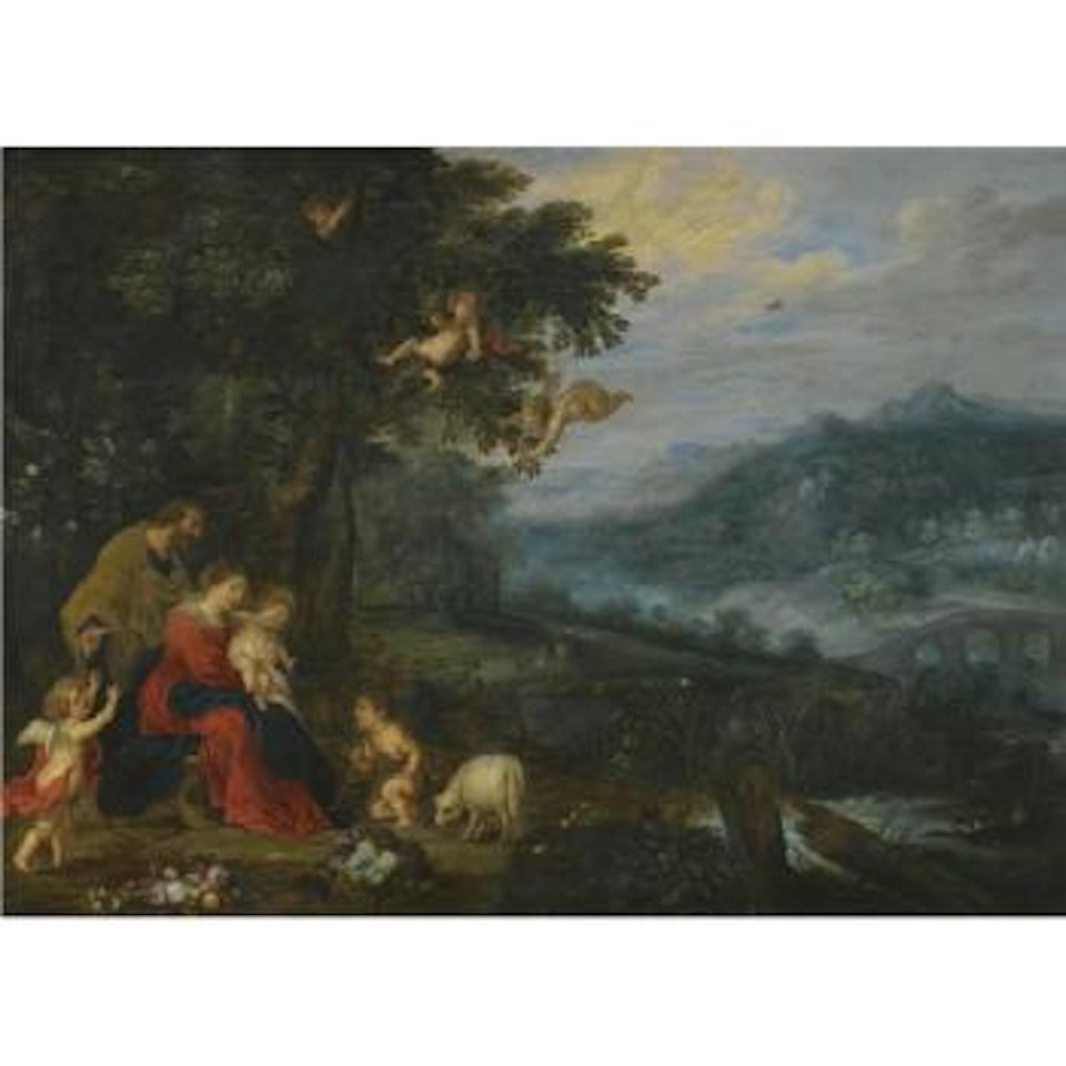 A Wooded River Landscape With The Holy Family And The Infant St. John The Baptist by Jan Brueghel the Younger