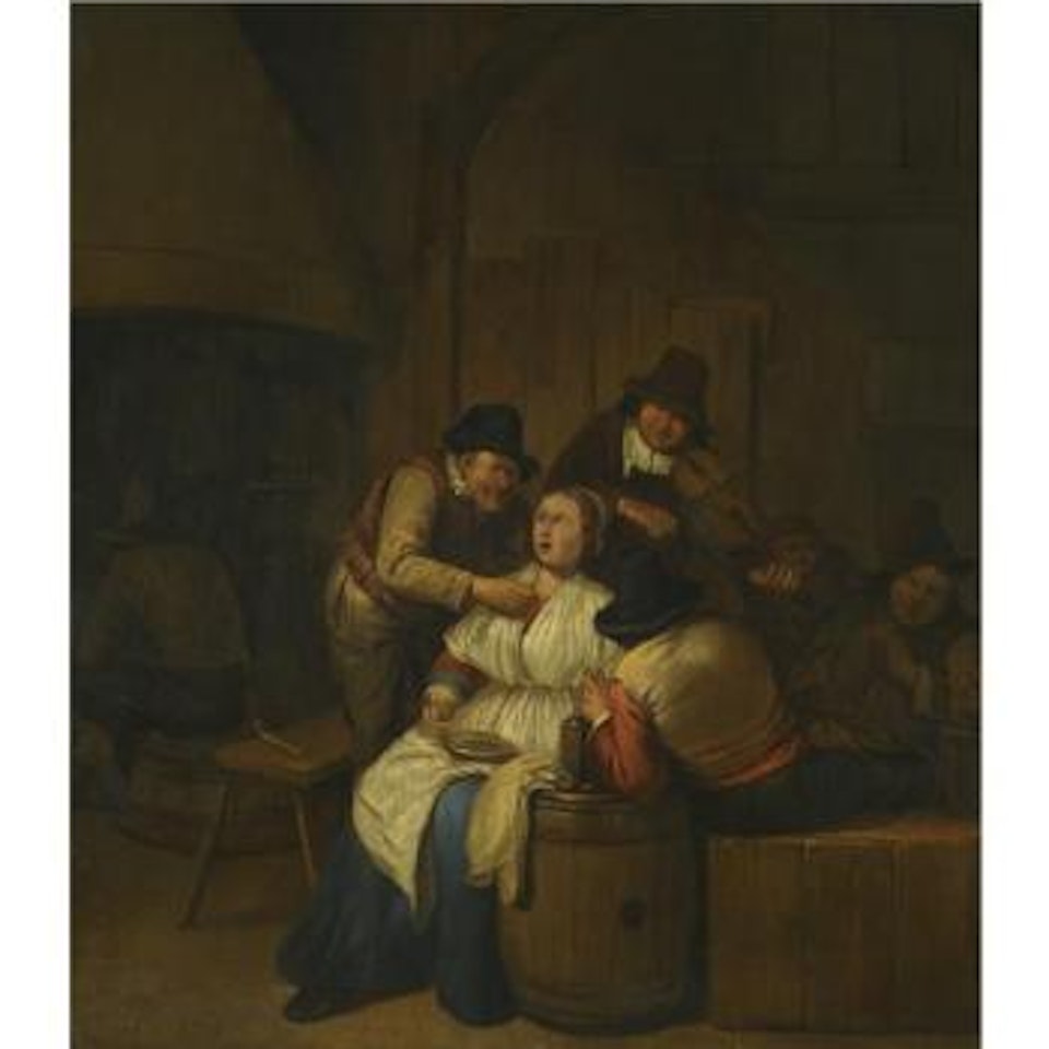 A Tavern Interior With Two Peasants Making Advances On A Maid, With Figures Making Music Beyond by Egbert van Heemskerk III