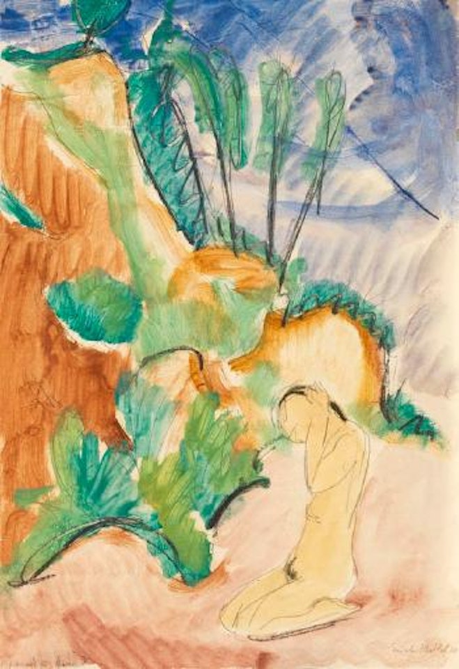 Sitzende am Strand by Erich Heckel