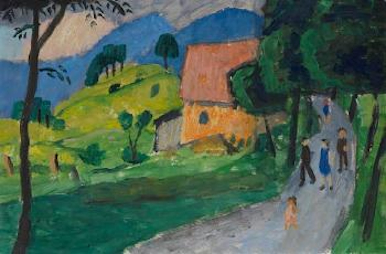 Landschaft mit Kindern by Gabriele Münter