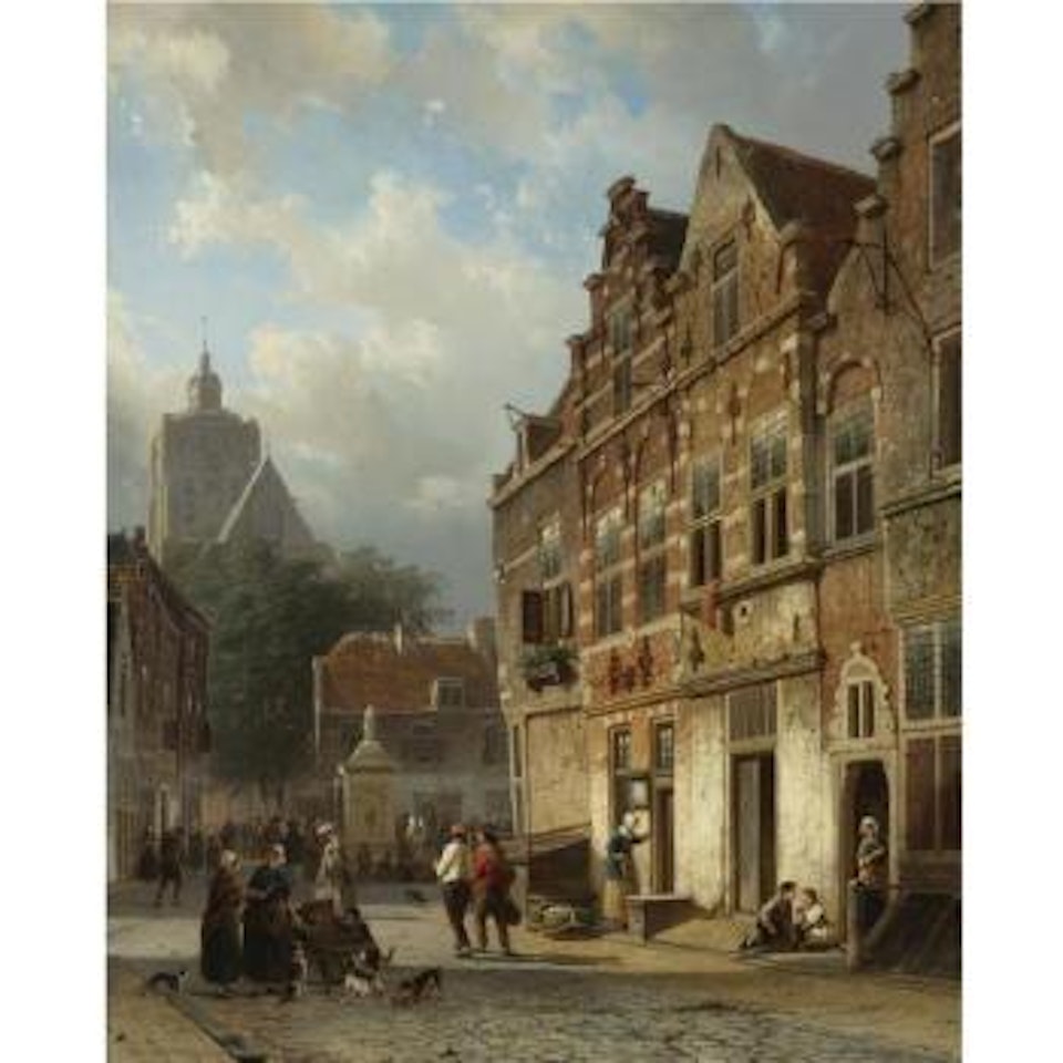 The Koopmansstraat And Market, Brielle by Cornelis Springer