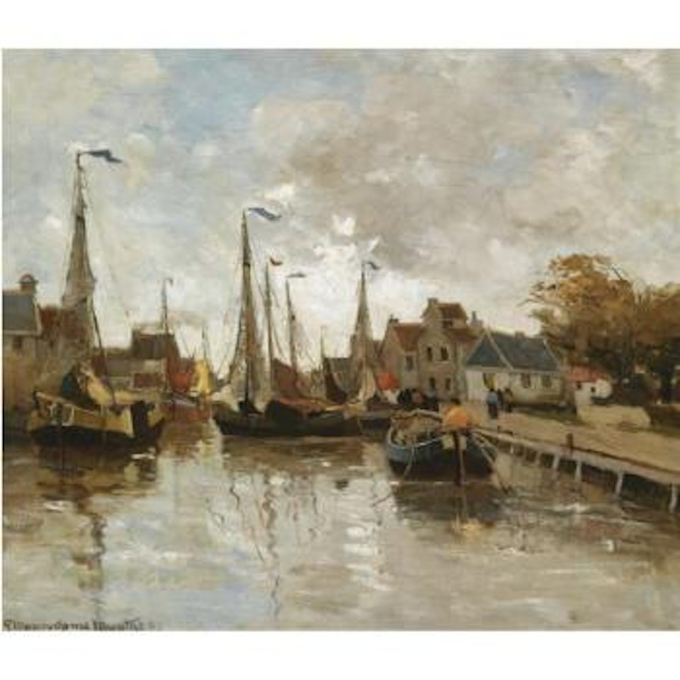A View Of A Small Harbour, Possibly Katwijk by Gerhard Arij Ludwig Morgenstjerne Munthe