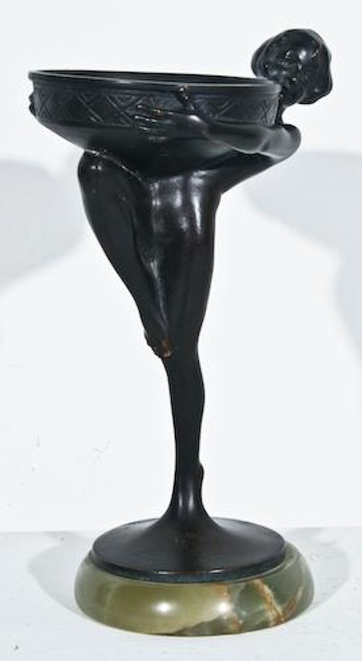 Art Deco Female Figure with Bowl by Josef Lorenzl