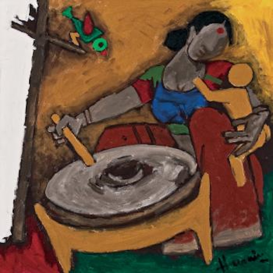 Untitled (peasant woman) by M.F. Husain