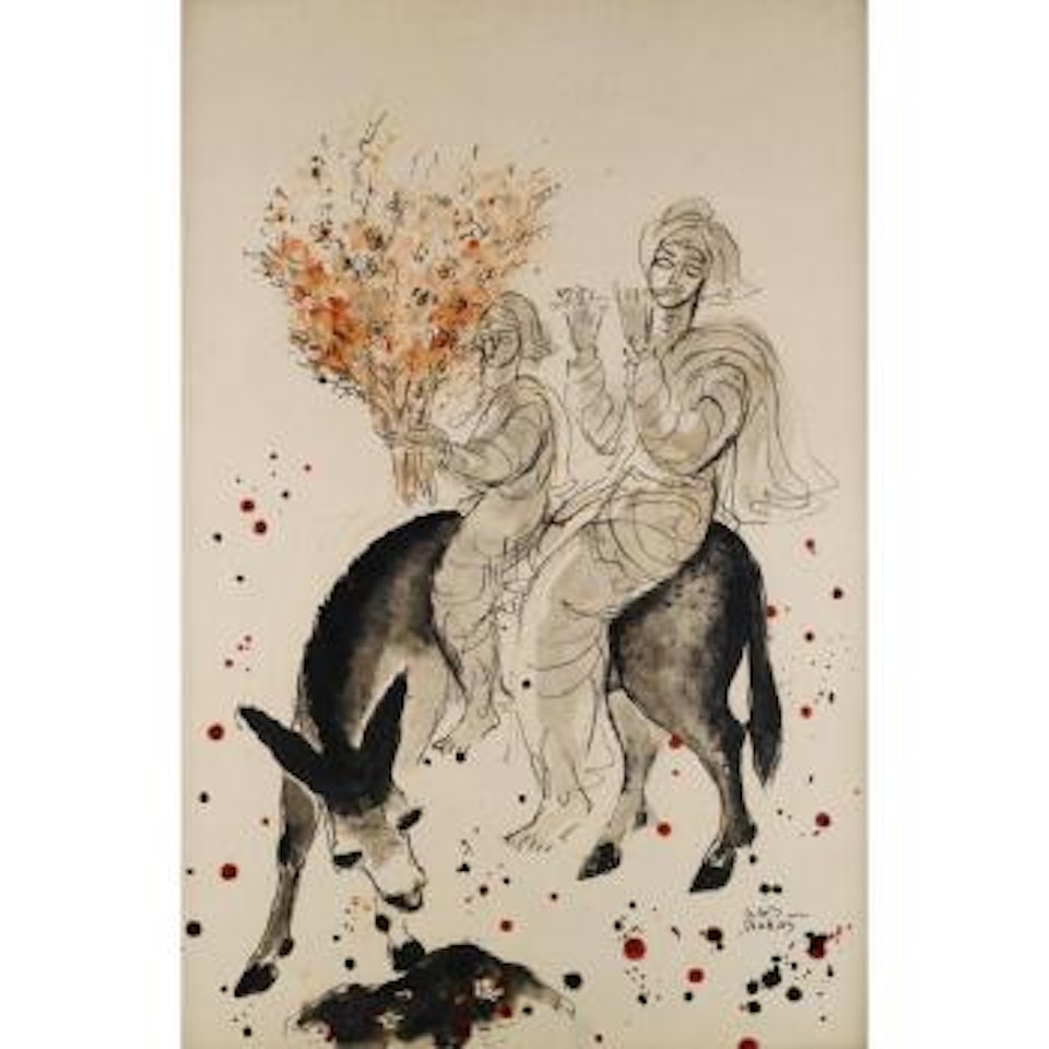 Flute Player And His Wife by Reuven Rubin