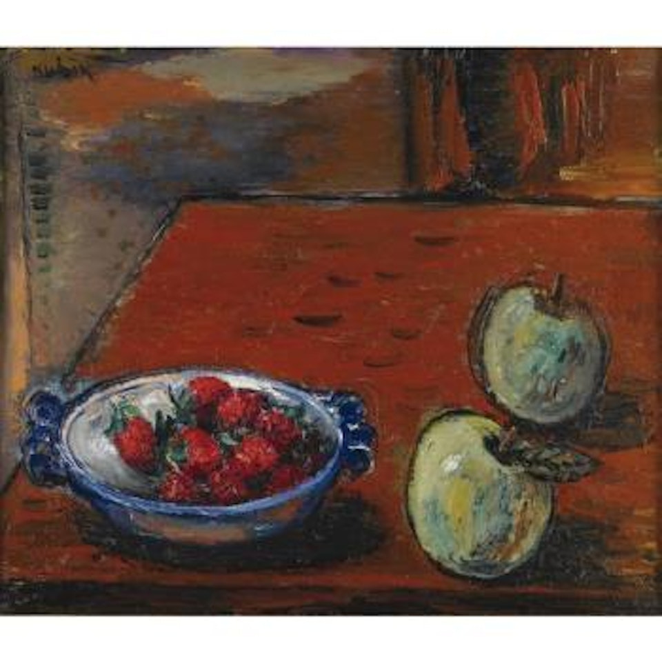 Still Life With Apples And Strawberries by Reuven Rubin