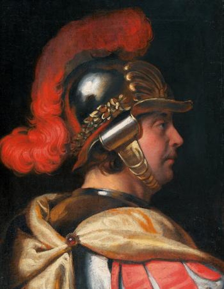 Feldherr mit rotem Helmbusch im Profil by Dutch School