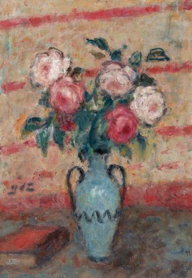 Stillleben mit Rosen in blauer Henkelvase by Georges d’Espagnat