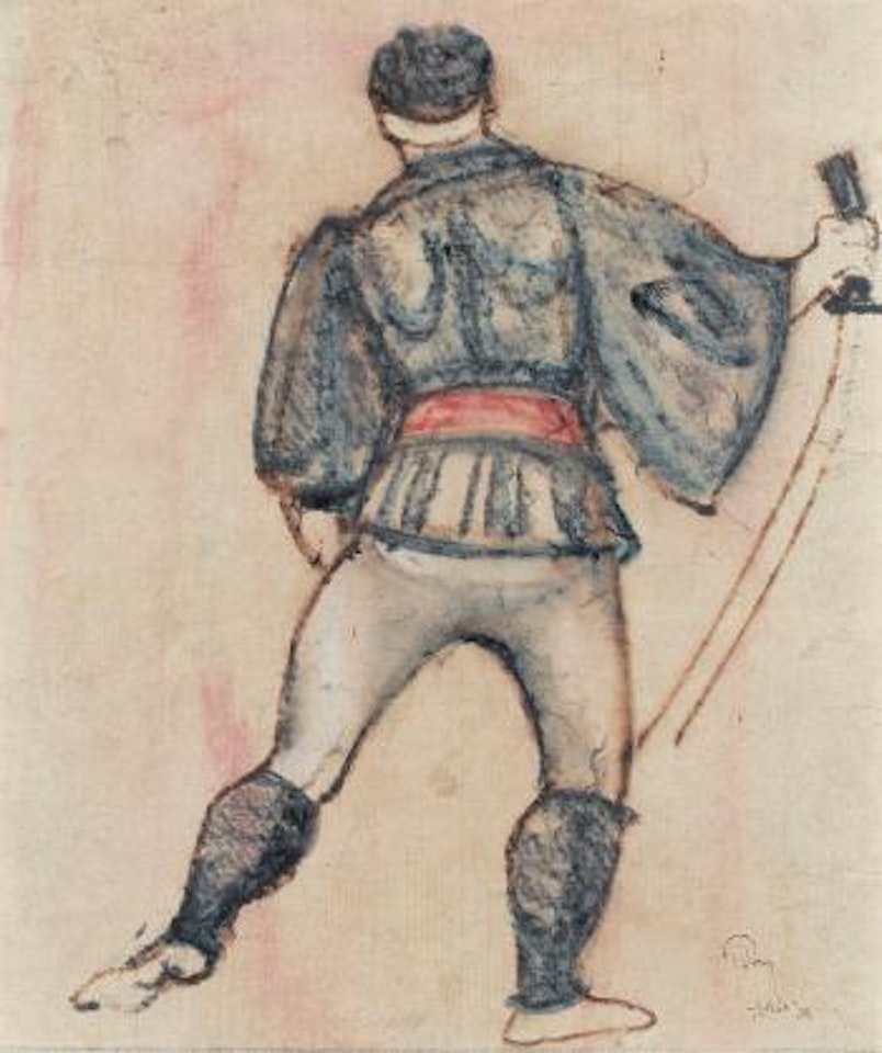 Rückenansicht eines Samurais mit Schwert by Mark Tobey