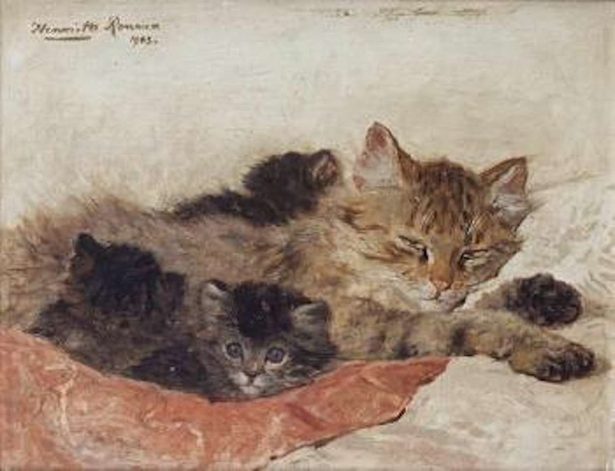 Cat and kittens by Henriette Ronner-Knip