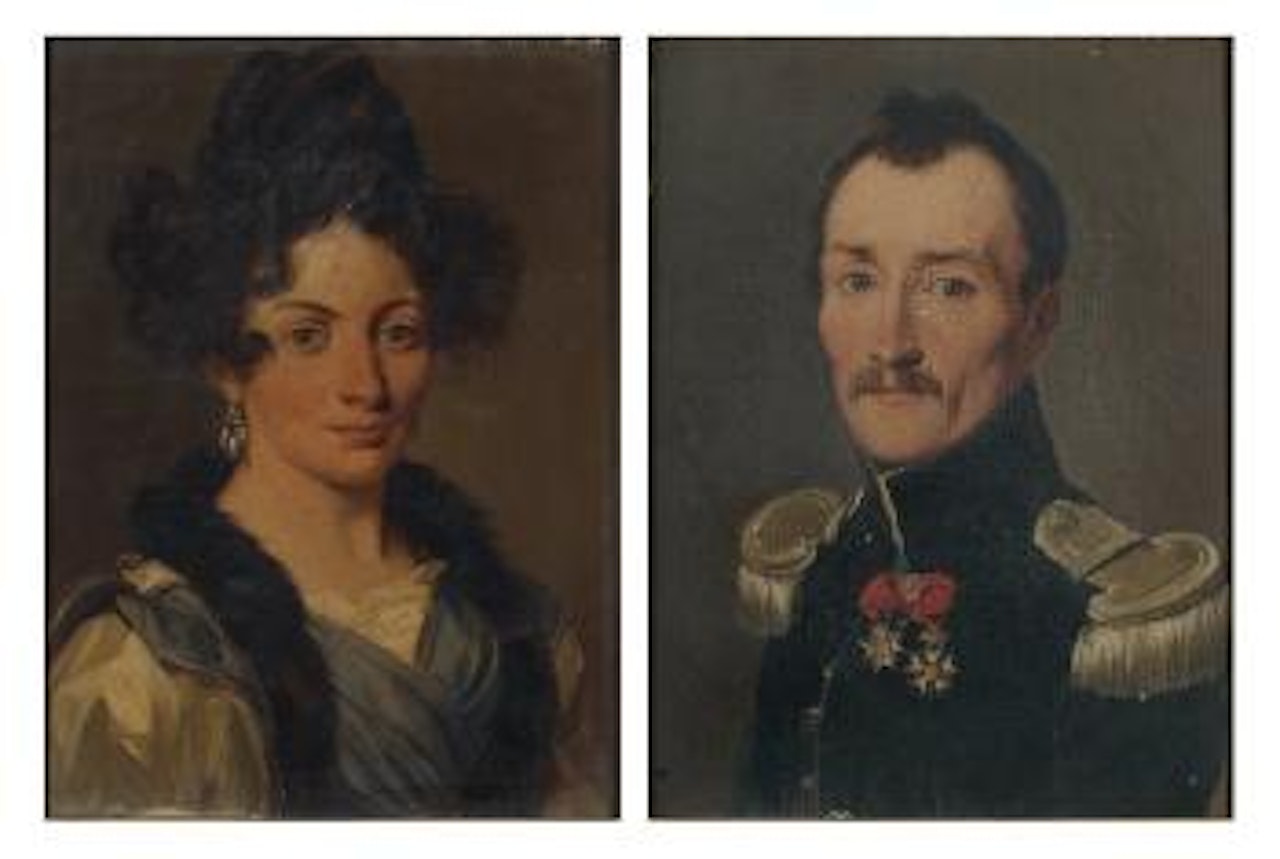 Portrait de Madame de Montferré, née de Chavigny. Portrait de Monsieur de Montferré en uniforme by Louis-Leopold Boilly