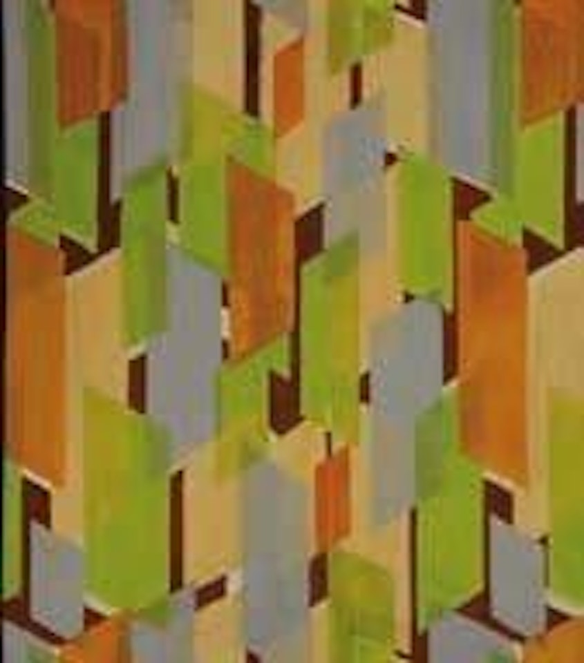 Ikat vert, gris et orange by Raoul Dufy